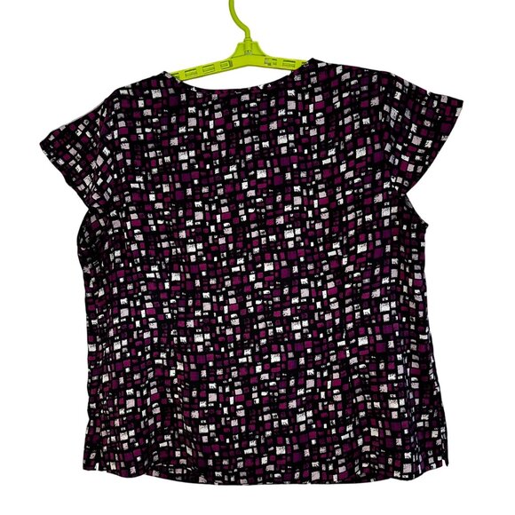 Sejour Women's 20W Geometric Print Short Sleeve Top w/Side Zip Artsy Whimsigoth - Picture 2 of 7